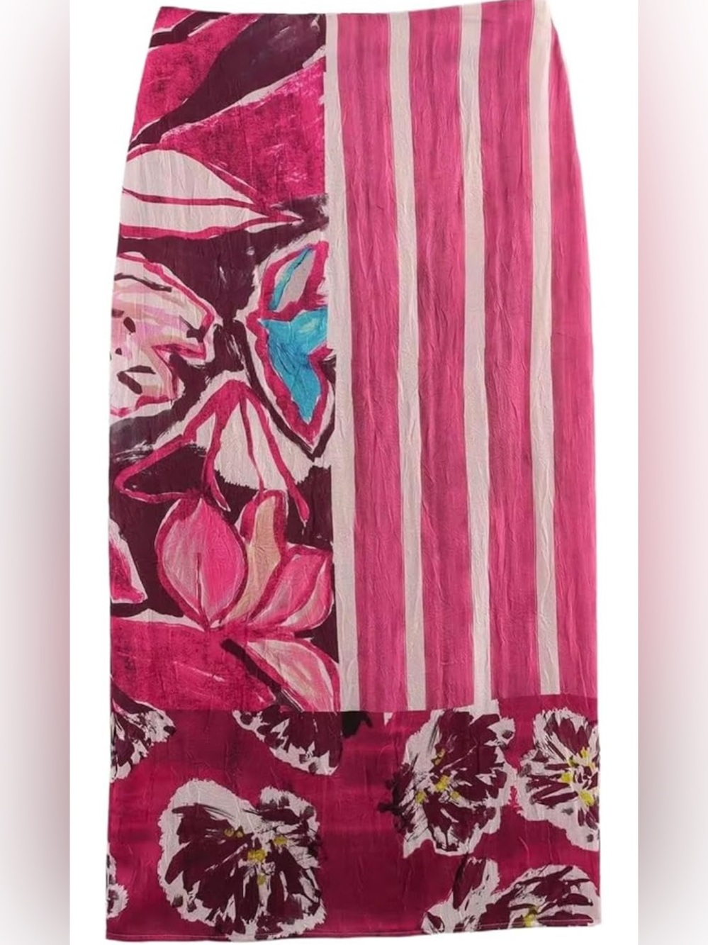 Women's Pink Floral & Stripe Swim Cover-Up Sarong